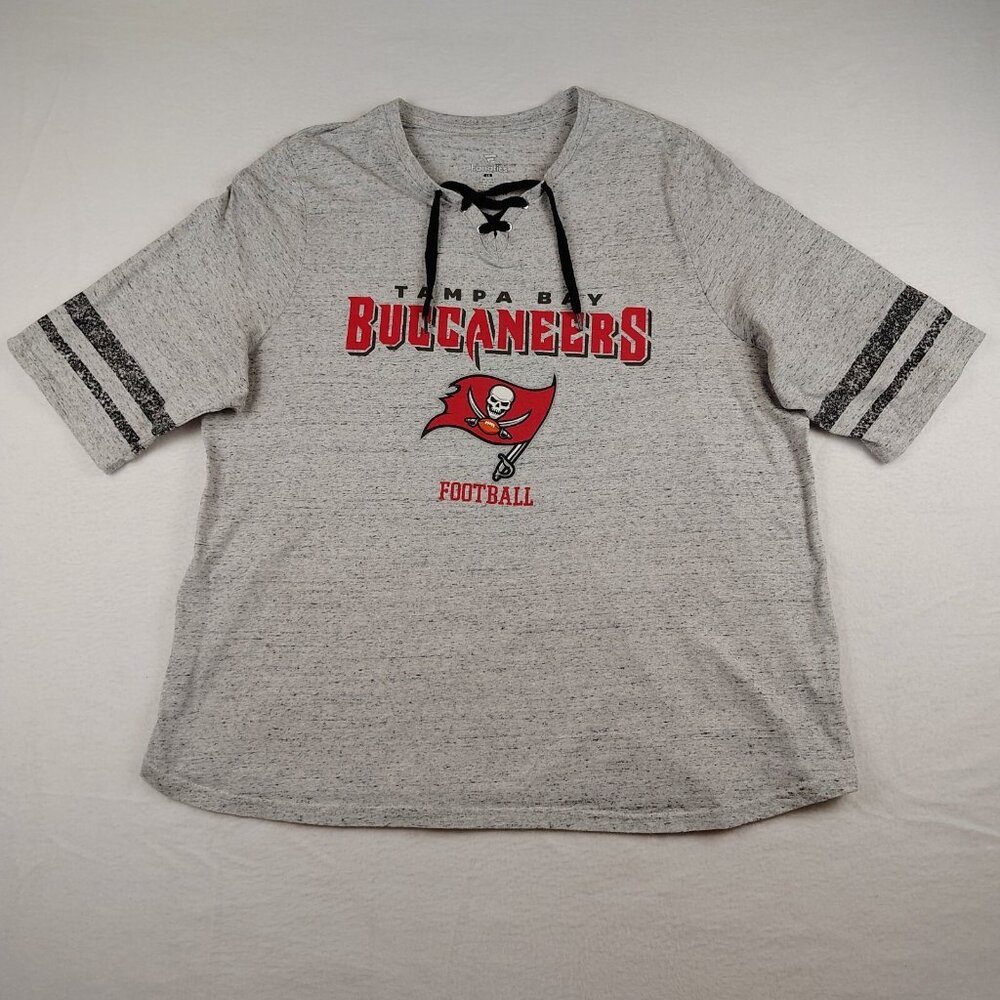 Tampa Bay Buccaneers Women's Lace-Up Tee Shirt NFL Short Sleeve sz 3XL